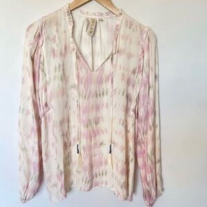 anthropolgie Dolan tie dye tassel blouse